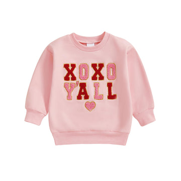 Lucikamy Toddler Baby Girl Boy Valentines Day Outfit Long Sleeve Letter Print Sweatshirt Shirt Infant Spring Clothes (F-Pink, 3-