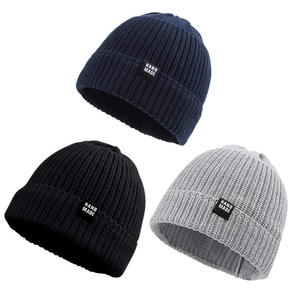 Simple Knitted Baby Beanie Hip-Hop Boys Winter Hat Toddler Kids Bonnet For Girls 0-5Y (Blacklight Graynavy, M)