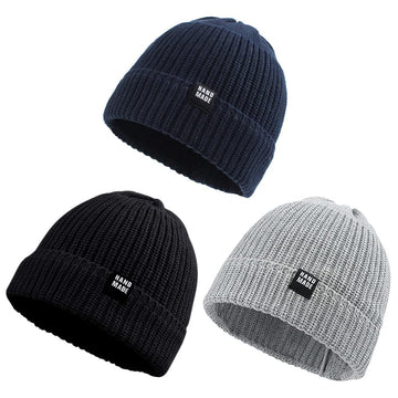 Jangannsa Simple Knitted Baby Beanie Hip-Hop Boys Winter Hat Toddler Kids Bonnet For Girls 0-5Y (Black+Light Gray+Navy, S)