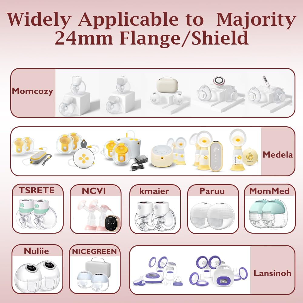 Flange Inserts 10Pcs 13/15/17/19/21Mm*2 Compatible With Momcozy S9/S9Pro/S10/S12/S12Pro/Spectra/Medela/Tsrete 24Mm Breast Pump S