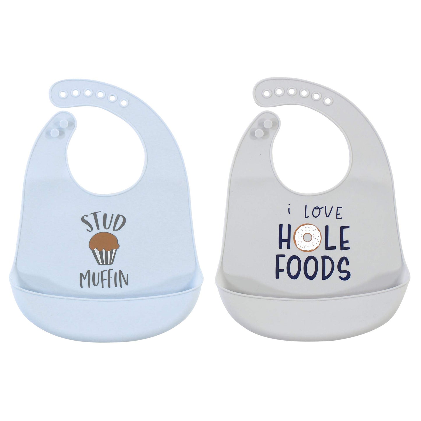 Hudson Baby Unisex Baby Silicone Bibs, Stud Muffin 2-Pack, One Size