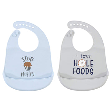 Hudson Baby Unisex Baby Silicone Bibs, Stud Muffin 2-Pack, One Size