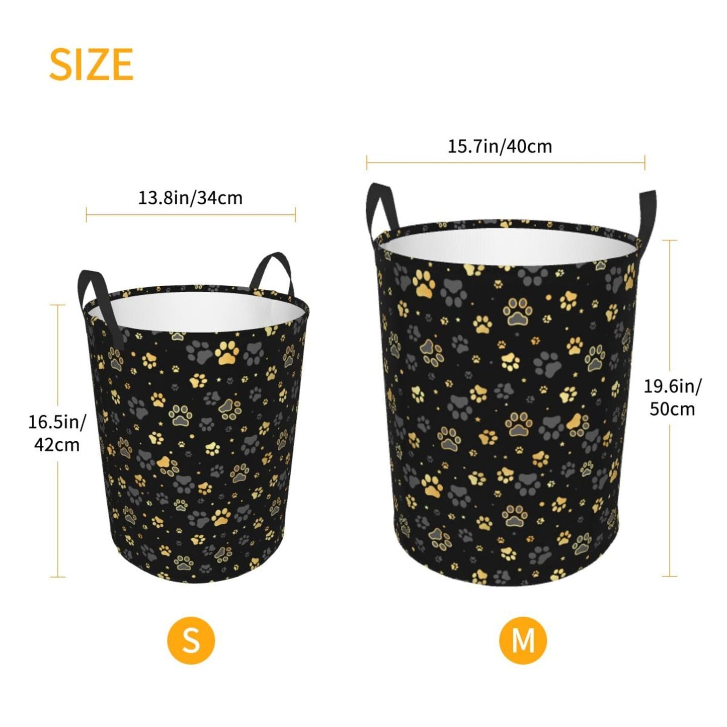 Gbuzozie Golden Dogs Animal Paws Round Laundry Hamper Storage Basket Toys Clothes Organizer Bin For Home Bathroom Bedroom Dorm N