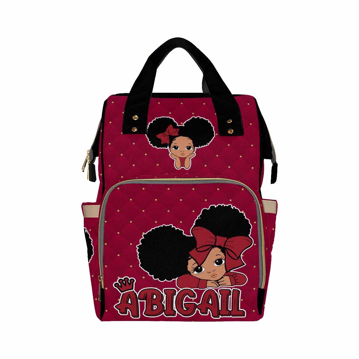 Artsadd Custom Diaper Bag Nappy Bag For Mom, Bow Tie Crown Handbags Large Travel Shoulder Bag Personalized Name Diaper Backpack