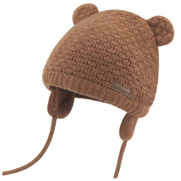 Duoyeree Kids Baby Hat Soft Warm Cable Knit Beanie Toddler Girl Fall Winter Hats(Net-Brown,12-18 Months)