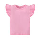 Kids Blouse Plain Ruffle Sleeve Top Toddler Girls Solid Color TShirt Baby Girl Cotton Casual Clothes, Pink, 23T