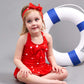 Jastore Baby Girls Swimwear One Piece Swimsuits Beach Wear With Headband (12-24 Months,Red)