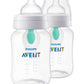 Philips Avent Anti-Colic Baby Bottle With Airfree Vent, 9Oz, With Flow 2 Nipples, 1M+, 2Pk, Clear, Scy703/02