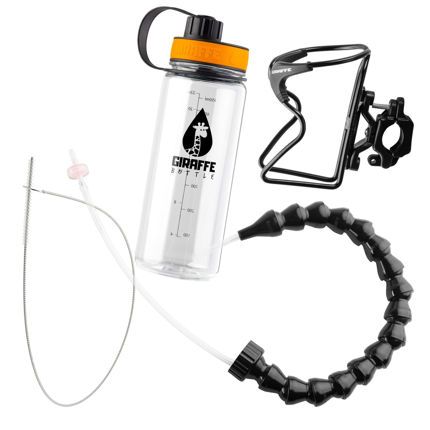 Giraffe Bottle Tower Hands Free Drinking System, Clear Tritan Bottle, With Round Tube Mounted Bottle Holder (Length 30 In / 76 C