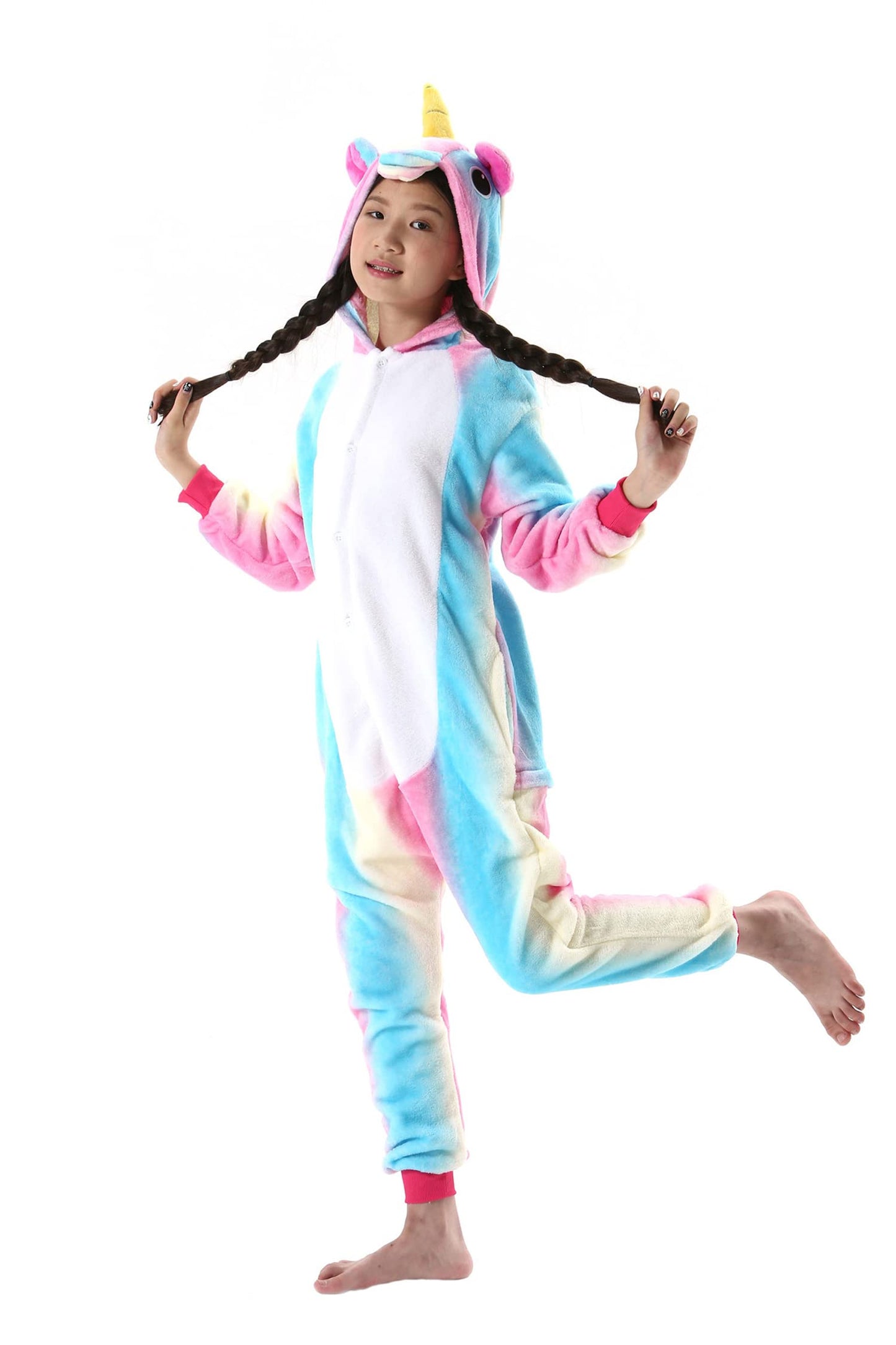 Atoz Onesie For Kids, Animal Pajamas Halloween Cosplay Costume For Girls Boys, Unicorn 8-9Y