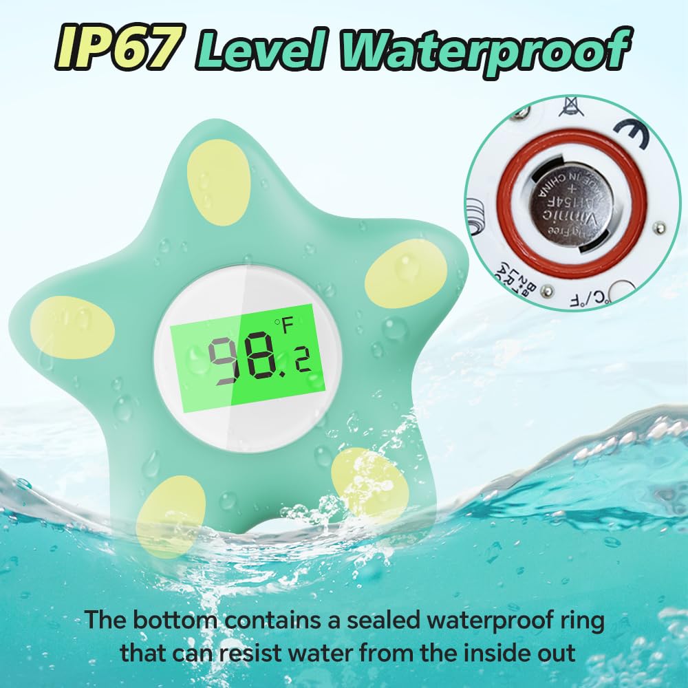 Baby Bath Thermometer, Infant Digital Water Thermometer Safety With 3 Color Backlit And Temperature Warning, Floating Toy For In