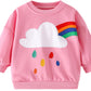 Akyzic Baby Girl Rainbow Sweatshirt Long Sleeve Crewneck Cotton Pullover Tops Toddler Winter Shirt Fall Outfits Kids Pink Sweate