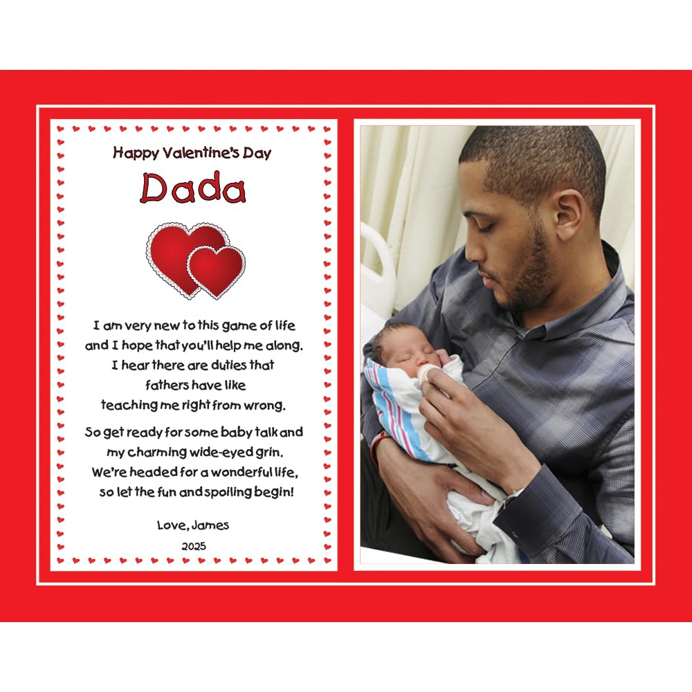 First Valentine'S Day Poem Gift From Baby To Daddy, 8X10 Inch Print Personalized With Names And Photo