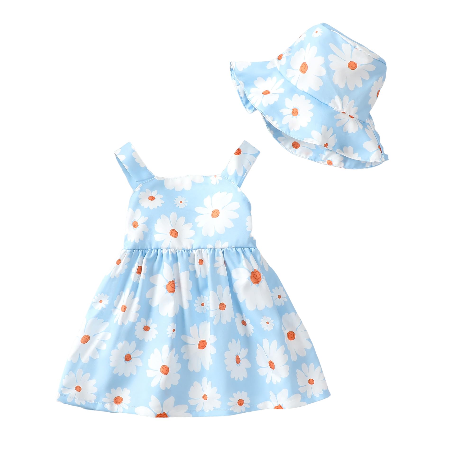 Toddler Girl Clothes Little Girl Summer Dresses Blue Daisy Sleeveless – Cutebaby WBBAPB0CS5Q6KGP