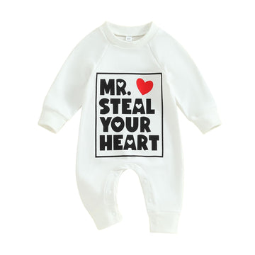 My First Valentines Day Baby Boy Outfits Newborn Valentine Romper Love Heart Playsuit Jumpsuit Toddler Clothes (Love Heart White
