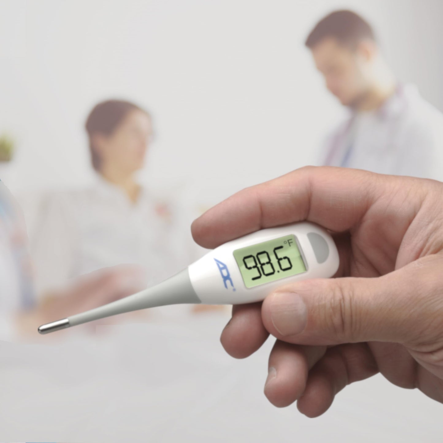 Adc Fast Read Digital Thermometer, Flexible Tip And Large Quick Read Lcd Display With Color-Coded Backlighting , White - 418N