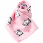 Pink Cat Print Fleece Washcloth with Scalloped Edges