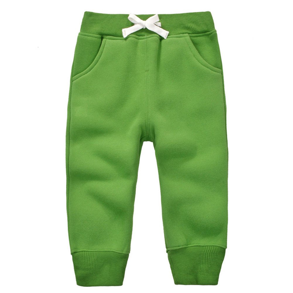 CuteOn Unisex Toddler Jogger Pants Kids Cotton Elastic Waist Winter Baby Sweatpants Pants 3Years Grass Green