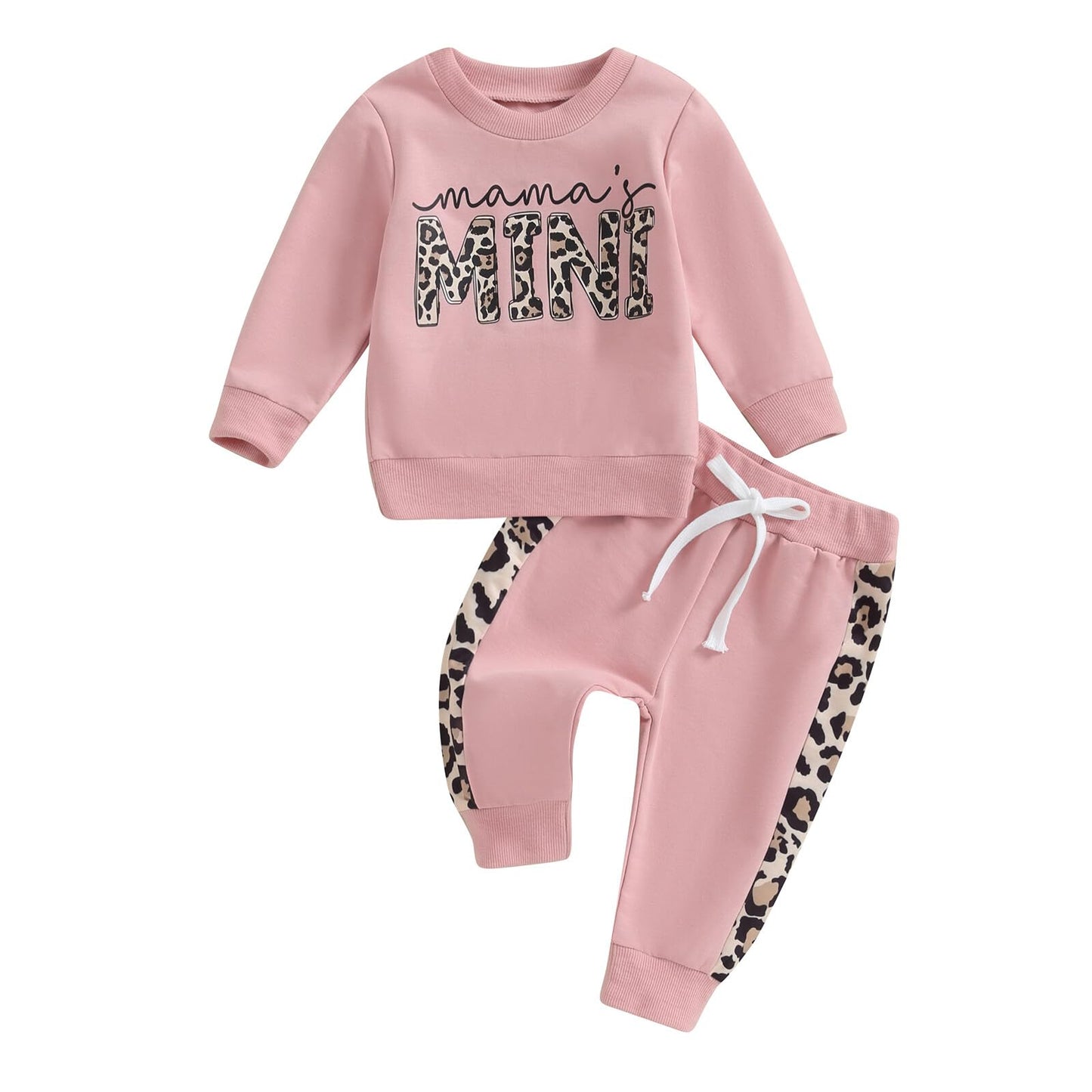 Kupretty Baby Girl Fall Winter Clothes Toddler Outfit Letters Graphic Crewneck Sweatshirts Joggers Pants Set (Pink, 6-12 Months)