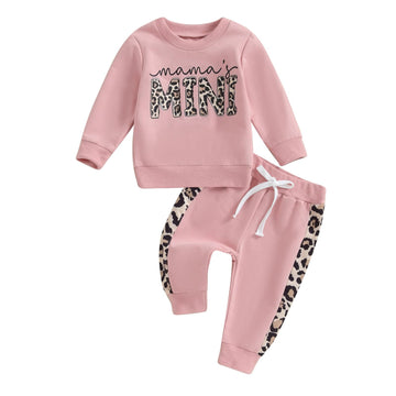 Kupretty Baby Girl Fall Winter Clothes Toddler Outfit Letters Graphic Crewneck Sweatshirts Joggers Pants Set (Pink, 2-3 Years)