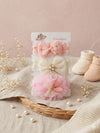 Hair Sparkles Baby Headbands For Baby Girls, Soft Lace Bow & Flower, Stretchable, Multi Colors, Newborn To Toddler (Pack Of 3)