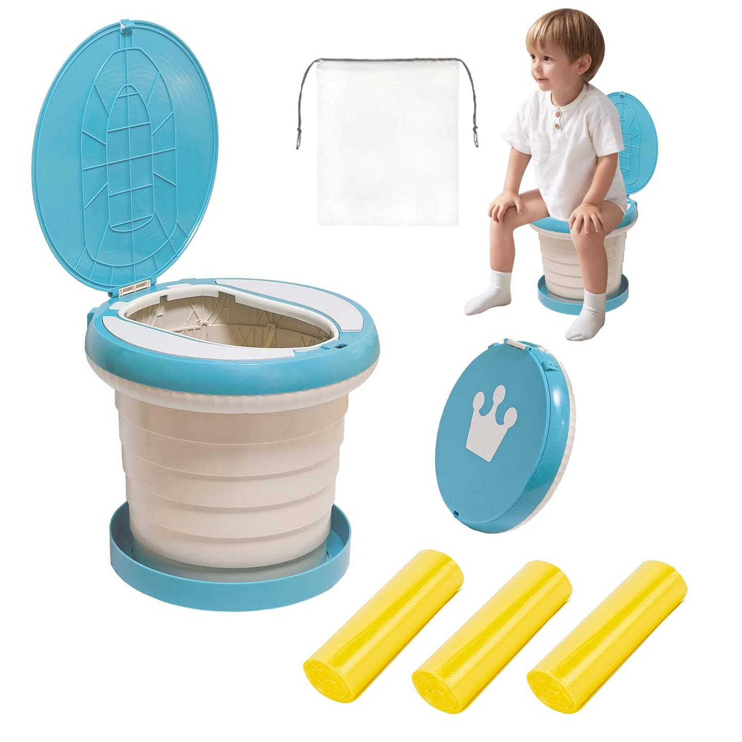 SunnySmile portable, foldable potty seat for toddler, Training Toilet Seat Emergency Toilet for Car, Camping, Outdoor, indoor (l