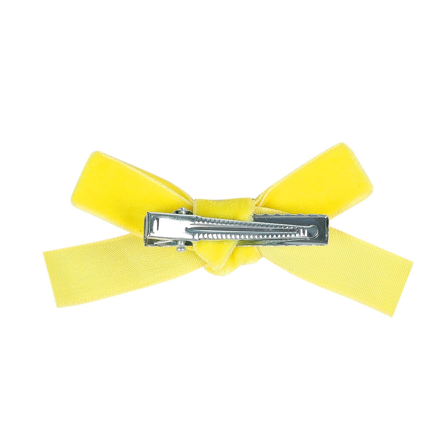 Cute 3.2' Yellow Assorted Velvet Bow Hair Clips For Baby Girls, Toddlers, Kids, And Teens - 2 Pack