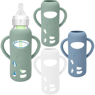 3 Pack Silicone Sleeves For Dr. Brown'S Glass Baby Bottles - Drop Protection Baby Bottle Sleeves,Compatible With Dr. Brown'S New