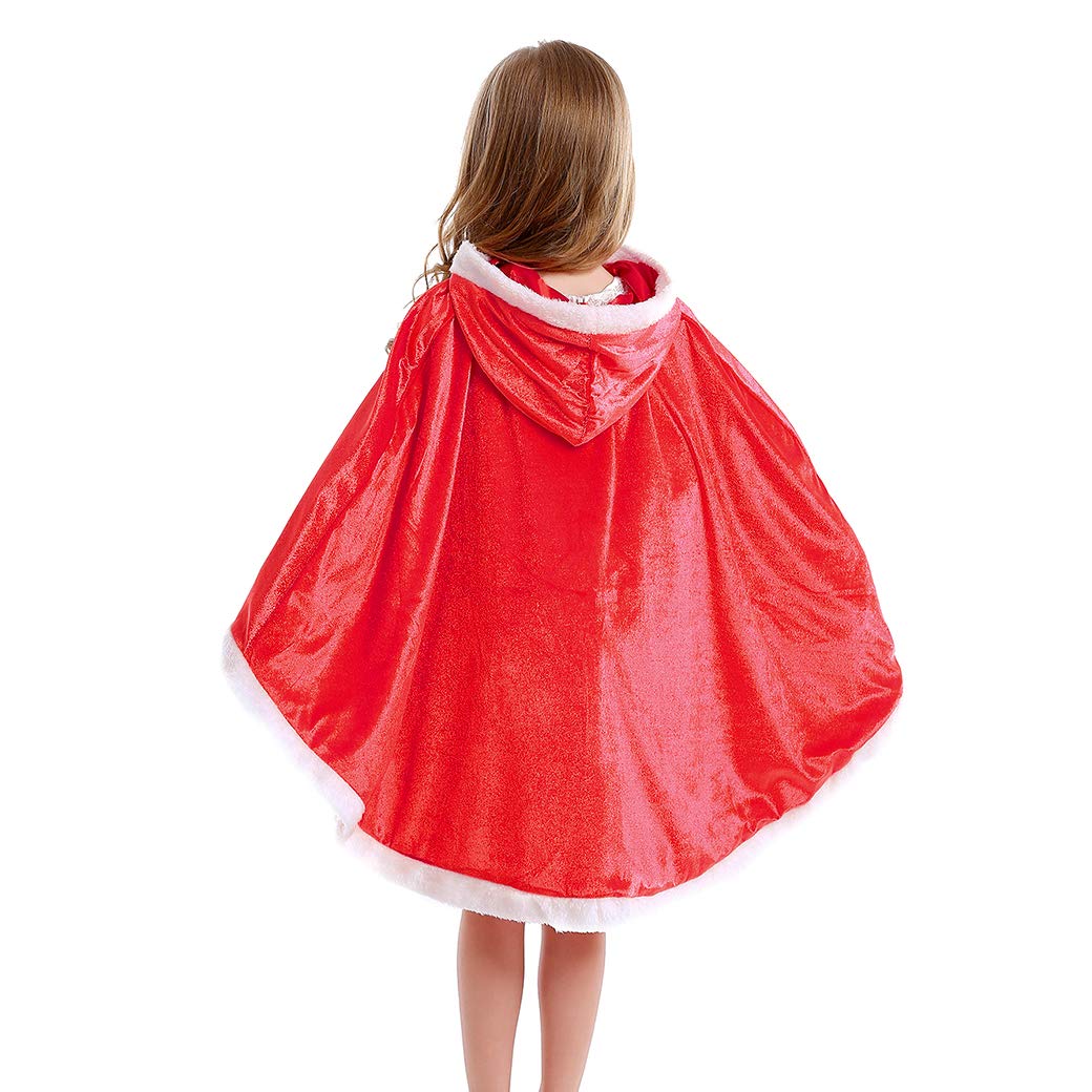 Itvti Princess Cloak With Hood Girls Cape Kid Toddler Costume Dress Up For Halloween Christmas Carnival Cosplay, Red, 3-4 Years