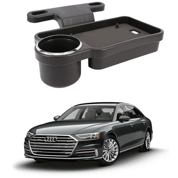 Oshotto (FT04) Foldable Car Auto Headrest Rear Back Seat Table Drink Food Cup Tray Holder Compatible with Audi A8  Black