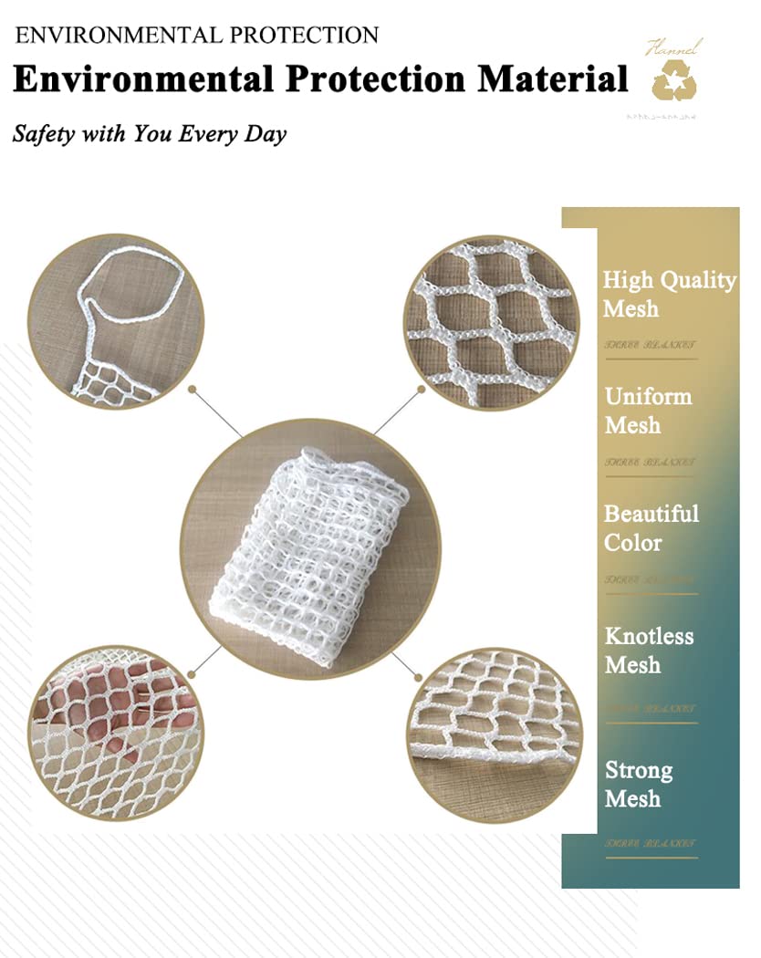 White Safety Rope Net For Kids, Exterior Guardrail Net For Stair Balcony, Knotless Fence Protective Netting, Outdoor Terrace Dec