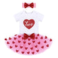 My 1St Valentine'S Day Outfit Baby Girls Sequins Heart Romper + Tulle Tutu Skirt + Bowknot Headband First 2Nd Birthday Party Dre