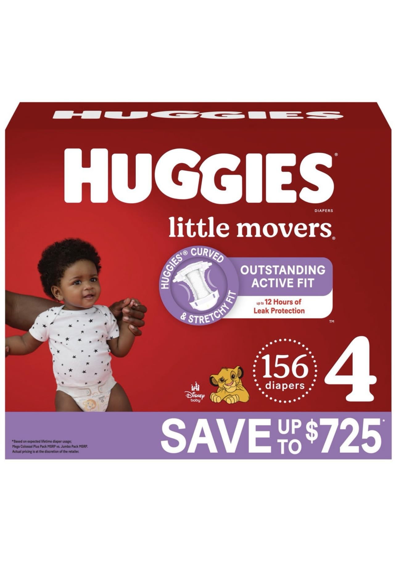 Huggies Little Movers Diapers, Size 4-22-37 Pounds (156 Count)