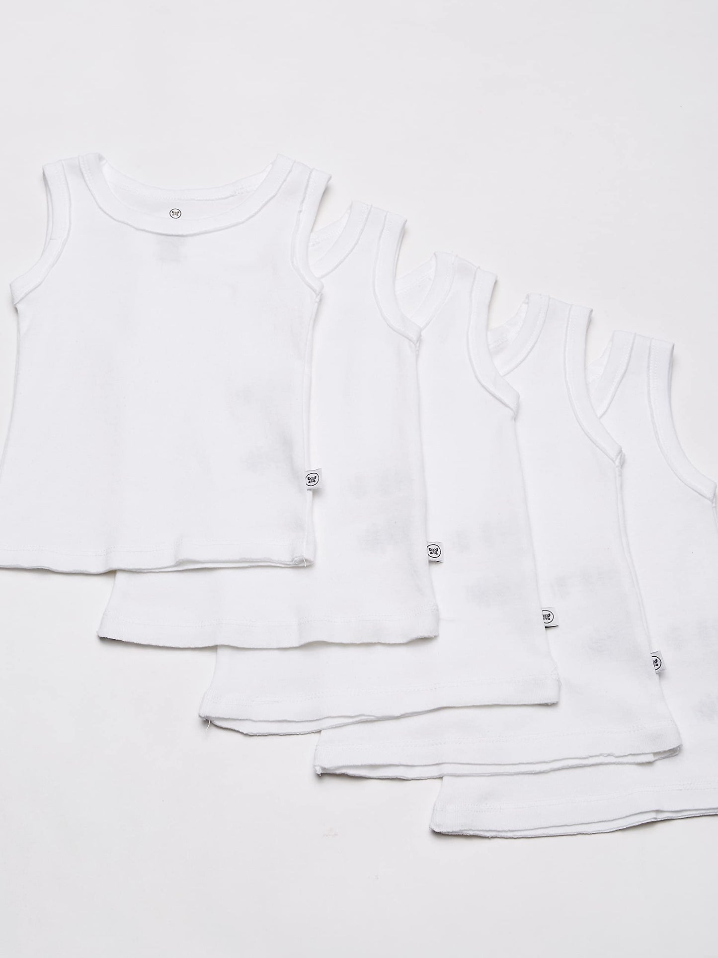 Honestbaby Sleeveless Muscle T-Shirts 100% Organic Cotton For Infant Baby And Toddler Boys, Girls, 5-Pack Bright White, 6-9 Mont