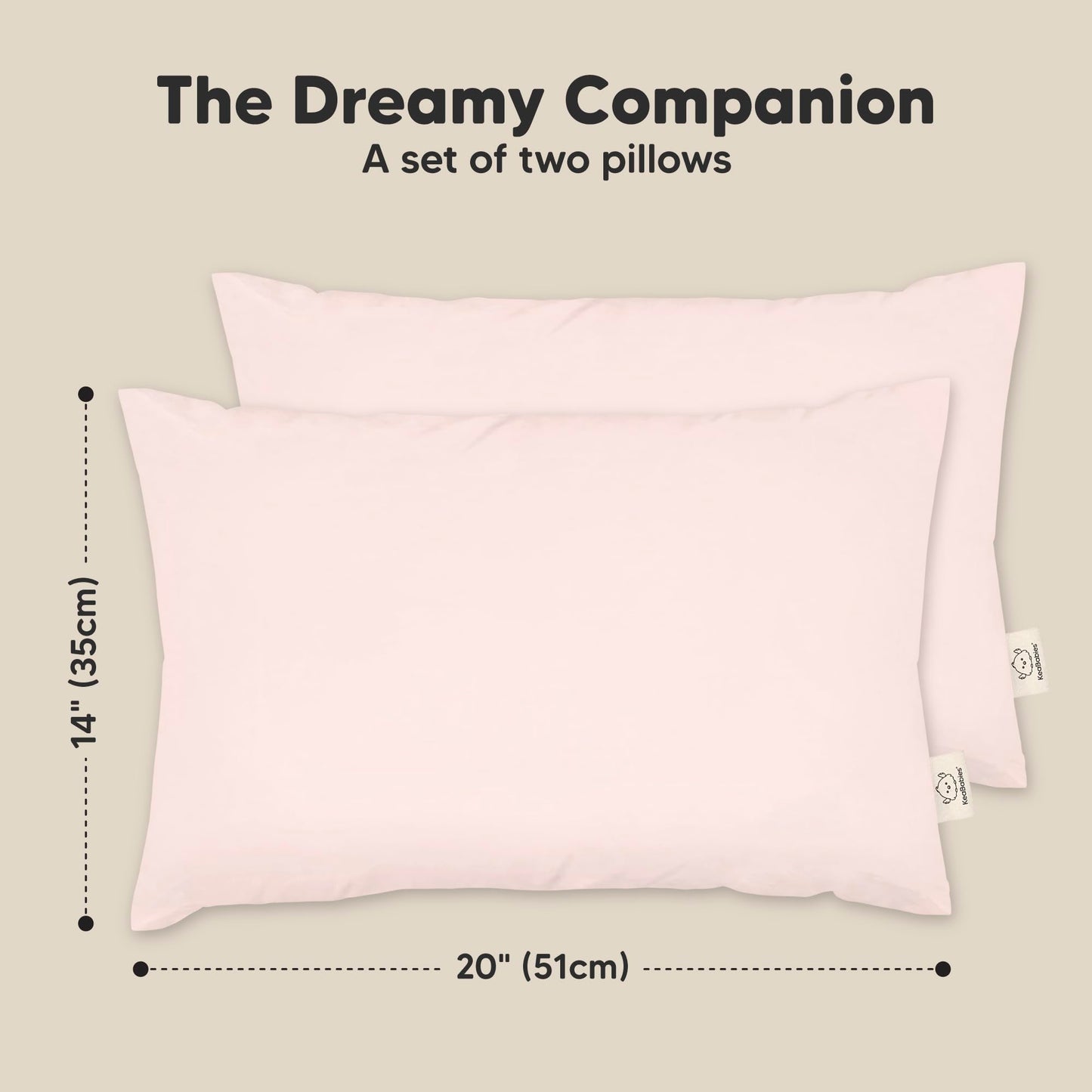 Keababies 2-Pack Toddler Pillow 14X20 - Soft Organic Cotton Kids Travel Bed Pillows For Sleeping, School, Nap, Machine Washable,