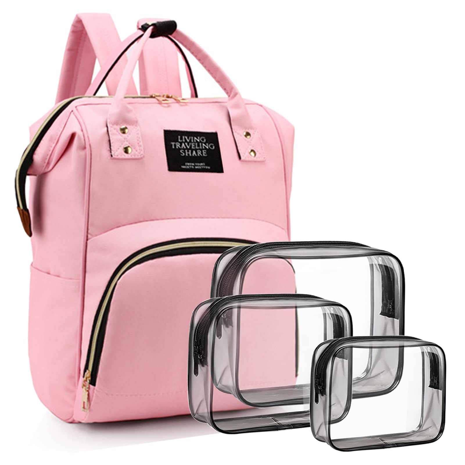 Diaper Bag with Organizing Pouches, Nappy Bags Handbag Multifunction Diaper Bag for Baby Care Travel Backpack Large Capacity Lig