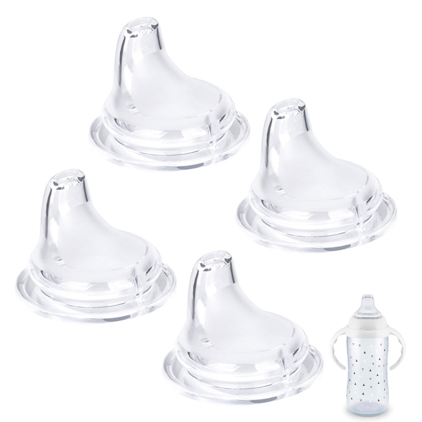 Terpink 4-Pack Replacement Silicone Spout Compatible With Nuk Learner Cup & Active Cup, Soft Transition Spout For Sippy Cups, Le