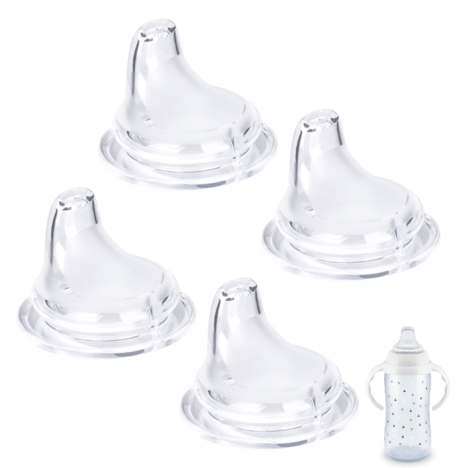 Terpink 4-Pack Replacement Silicone Spout Compatible With Nuk Learner Cup & Active Cup, Soft Transition Spout For Sippy Cups, Le