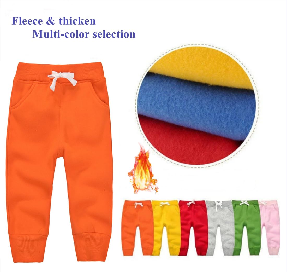 CuteOn Unisex Toddler Jogger Pants Kids Cotton Elastic Waist Winter Baby Sweatpants Pants 2Years Orange