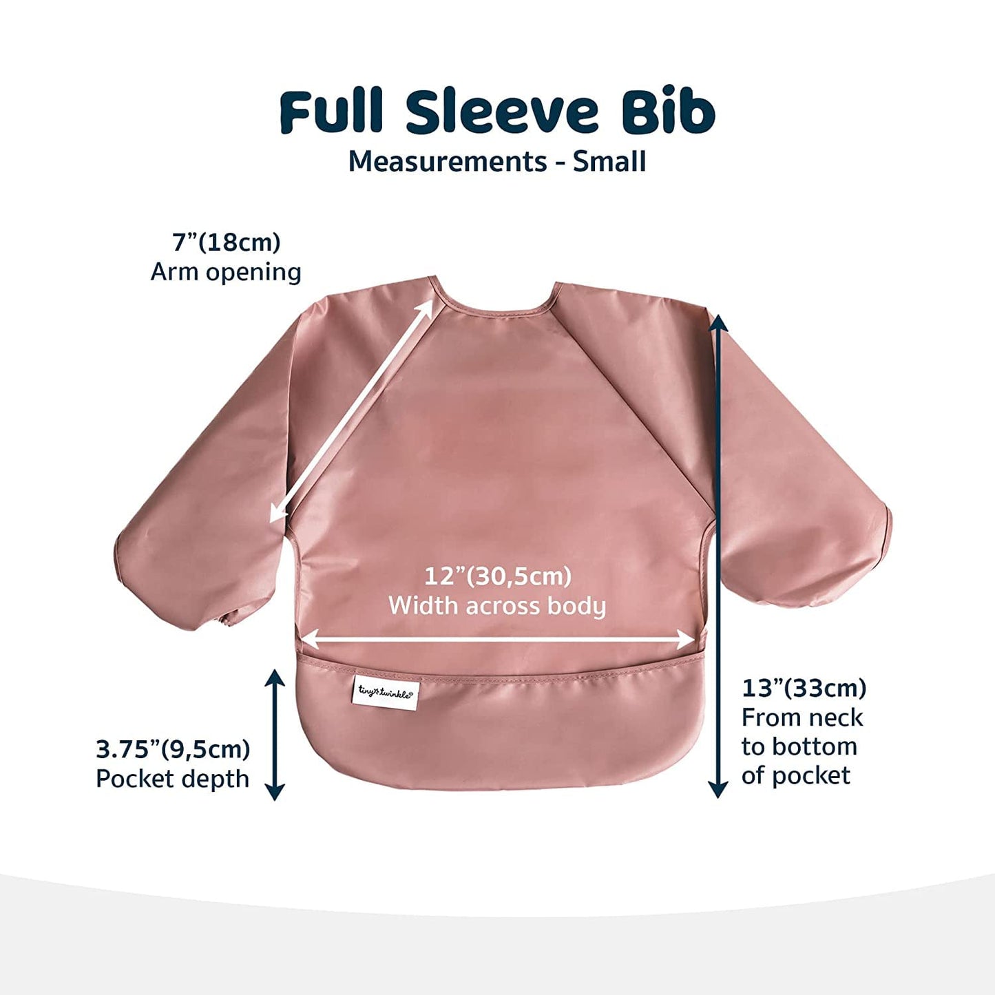 Tiny Twinkle Mess Proof Baby Bib, 2 Pack Long Sleeve Bib Outfit, Waterproof Bibs For Toddlers, Machine Washable, Tug Proof (Taup