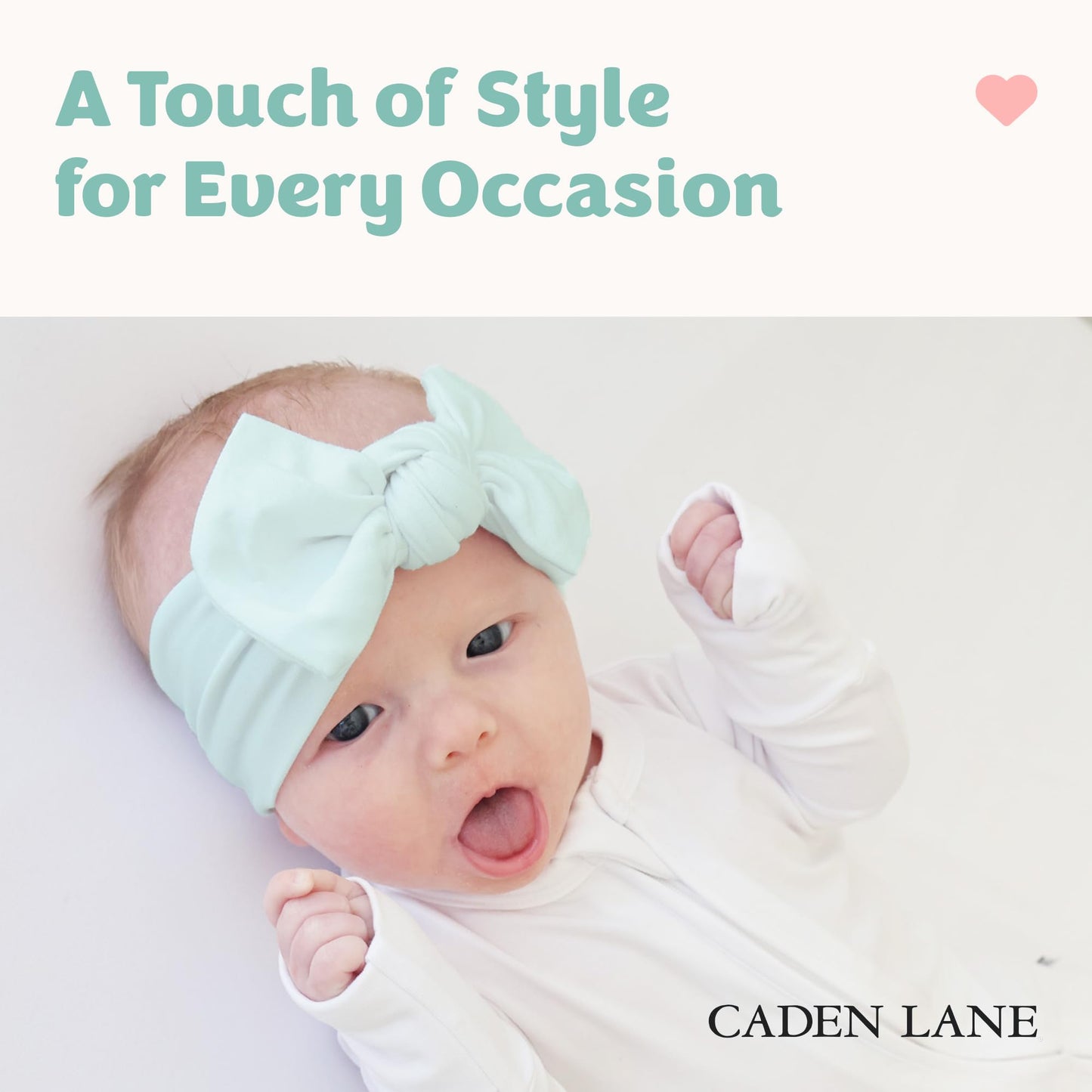 Caden Lane Baby Headwrap With Knotted Bow, Soft & Stretchy Bamboo Viscose, Comfortable Infant Hairband For Newborn & Toddler Gir