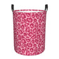 Gbuzozie Pink Leopard Texture Round Laundry Hamper Storage Basket Toys Clothes Organizer Bin For Home Bathroom Bedroom Dorm Nurs