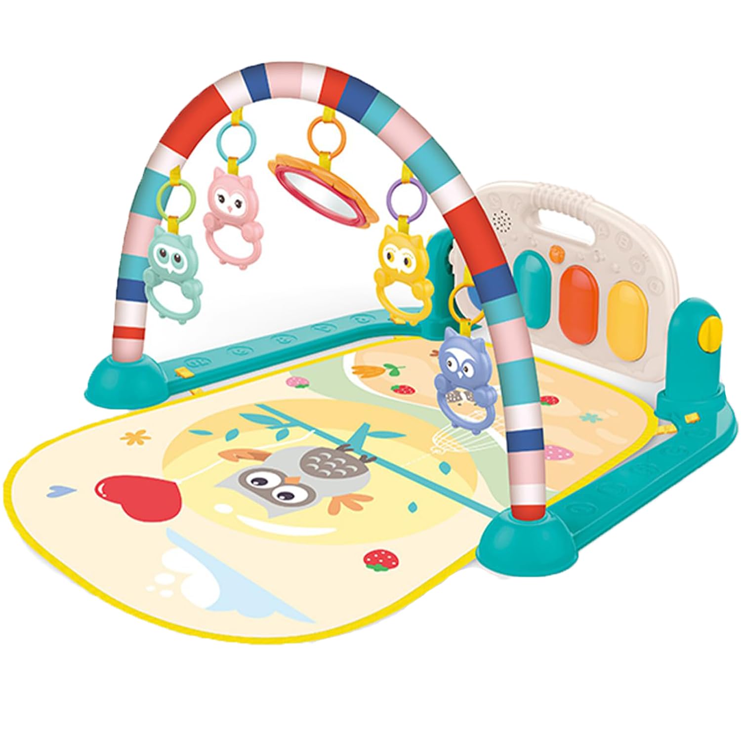 SafeOKid Baby Play Mat Gym & Fitness Rack With Hanging Rattles Lights & Musical Keyboard Mat Piano  Yellow