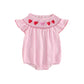 BemeyourBBs Newborn Baby Girl Valentines Day Outfit Heart Bubble Romper Embroidery Cute Smocked Baby Girl Clothes (Heart Bow Pin