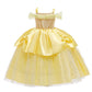 Fmyfwy Girls Belle Princess Fancy Dress Beauty And Beast Outfits Halloween Christmas Wedding Birthday Gown W/Accessories,Yellow
