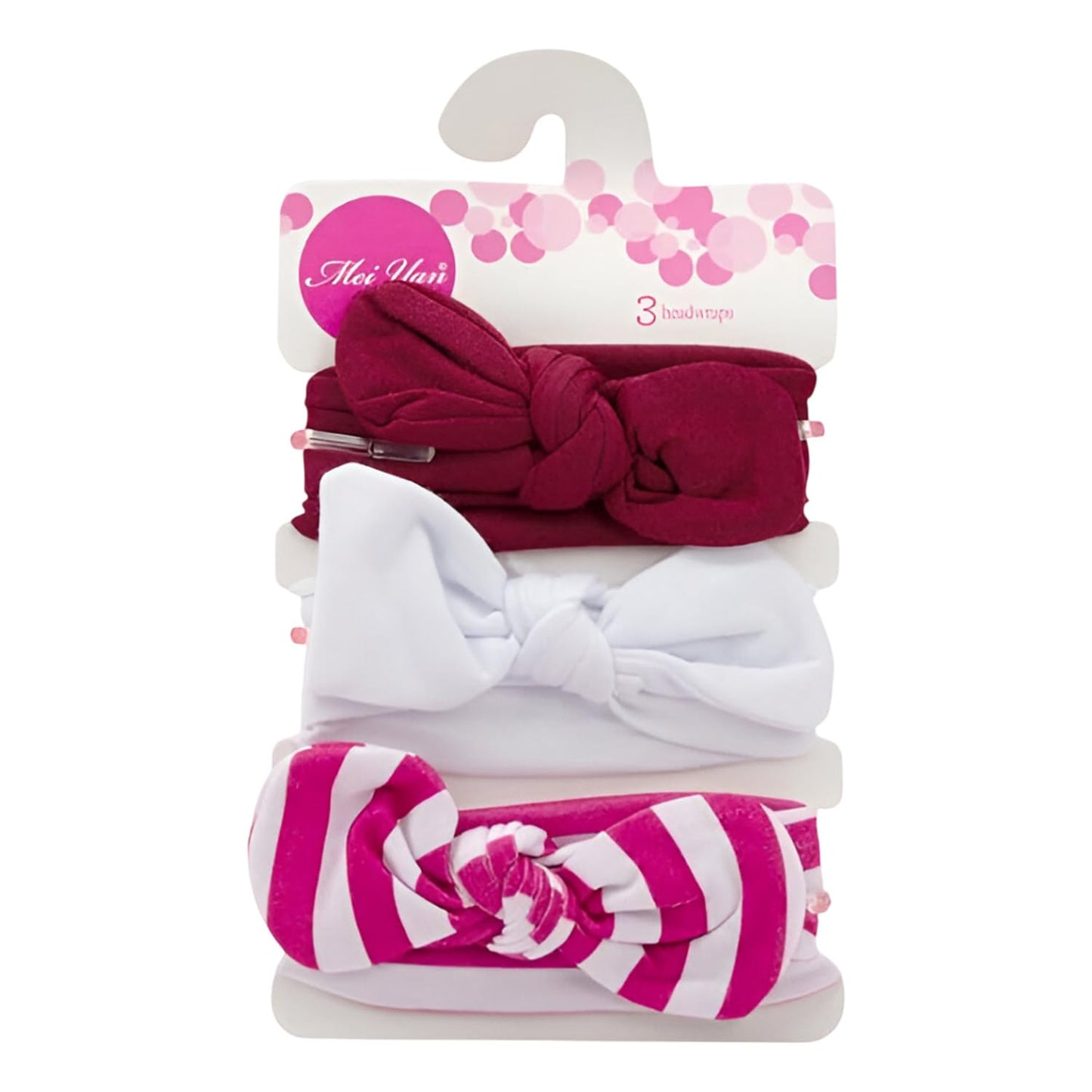 Syga 3 Pcs Baby Headband Cotton Bow Stretchable Hairband For Newborn Infant Toddlers Kids 03 Year(PinkWhiteMaroon)