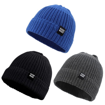 Simple Knitted Baby Beanie Hip-Hop Boys Winter Hat Toddler Kids Bonnet For Girl 0-5Y (3Pcs-H, L)