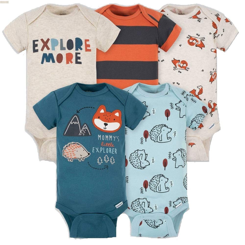 Gerber Baby Boys 5-Pack Variety Onesies Bodysuits (6-9 Months, Cute Fox)