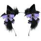 Vigvan Cat Ears Wolf Fox Ears Animal Cosplay Cute Head Accessories For Halloween (H Black)