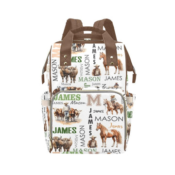 Personalized Diaper Bag Backpack for Women, Custom Name Nursing Mommy Daypack, Diaper Bag for Boys Girls, New Mom Gifts (Cowboy)